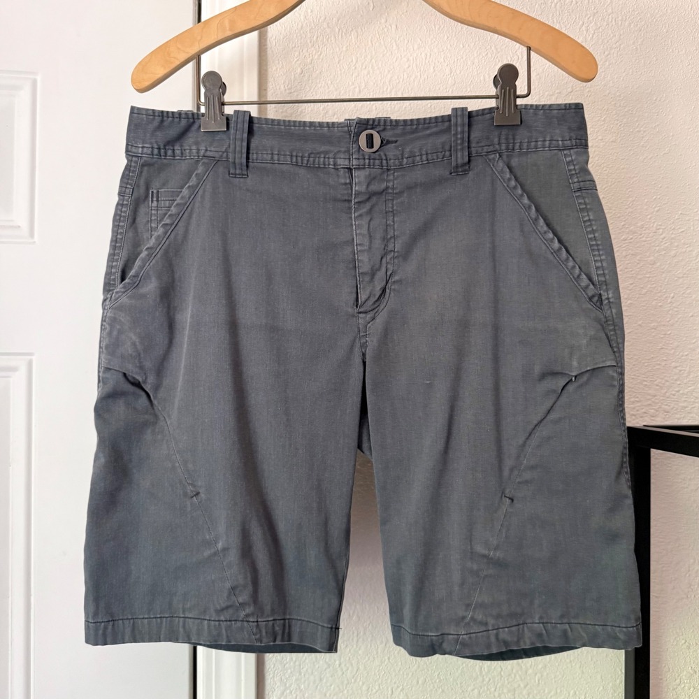 NAU dark grey washed black organic‎ cotton athletic cargo technical shorts